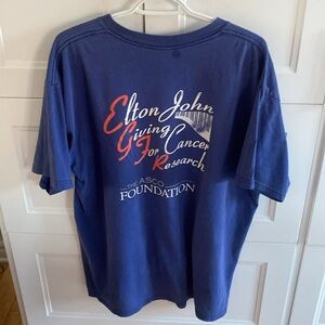 ELTON JOHN, ASCO FOUNDATION Souvenir Men's Blue Cotton T-Shirt Size X-Large